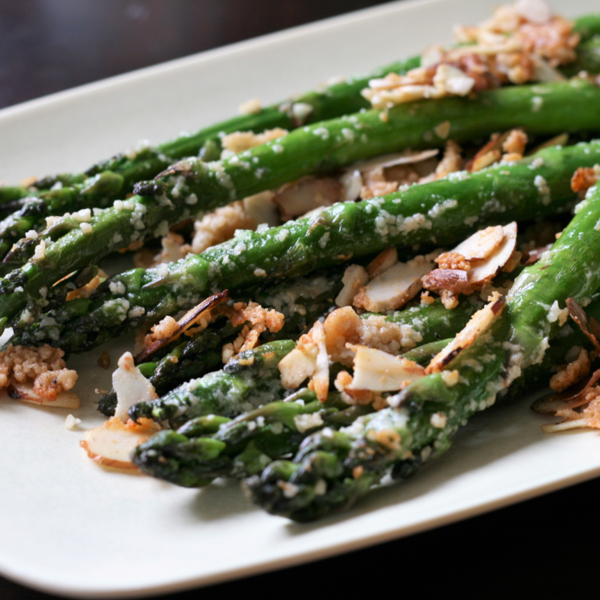 Roasted Asparagus With Dill & Lemon Fresh Herb Salt, Capers and Almonds