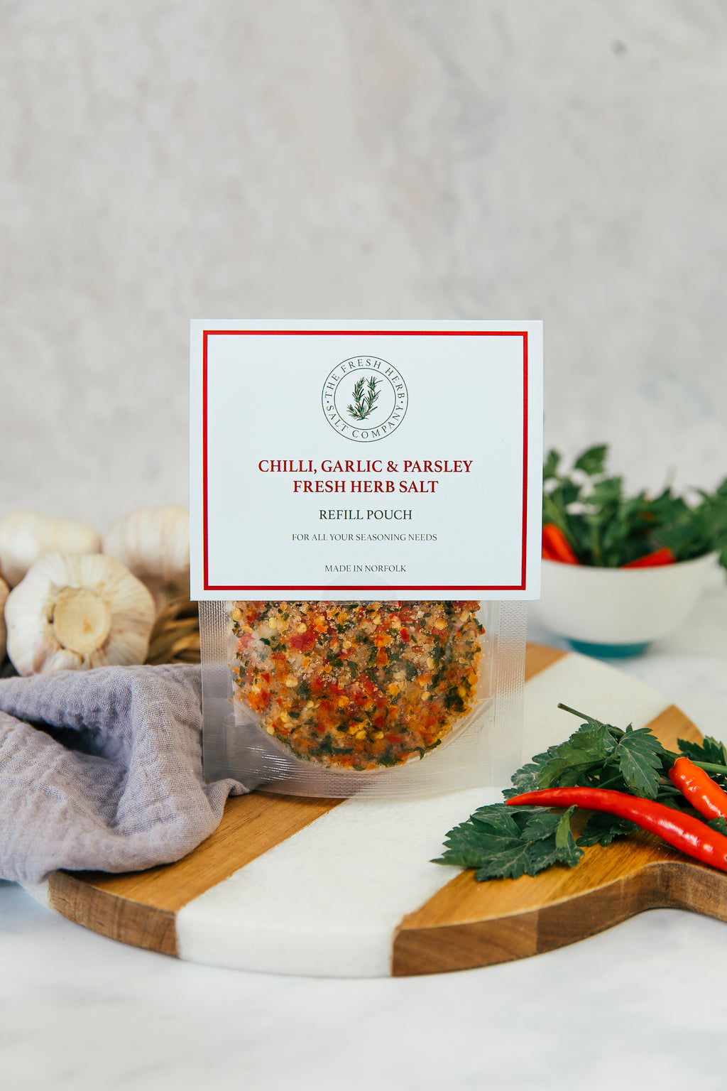 Chilli, Garlic and Parsley Fresh Herb Sea Salt Seasoning Refill Pouch 100g